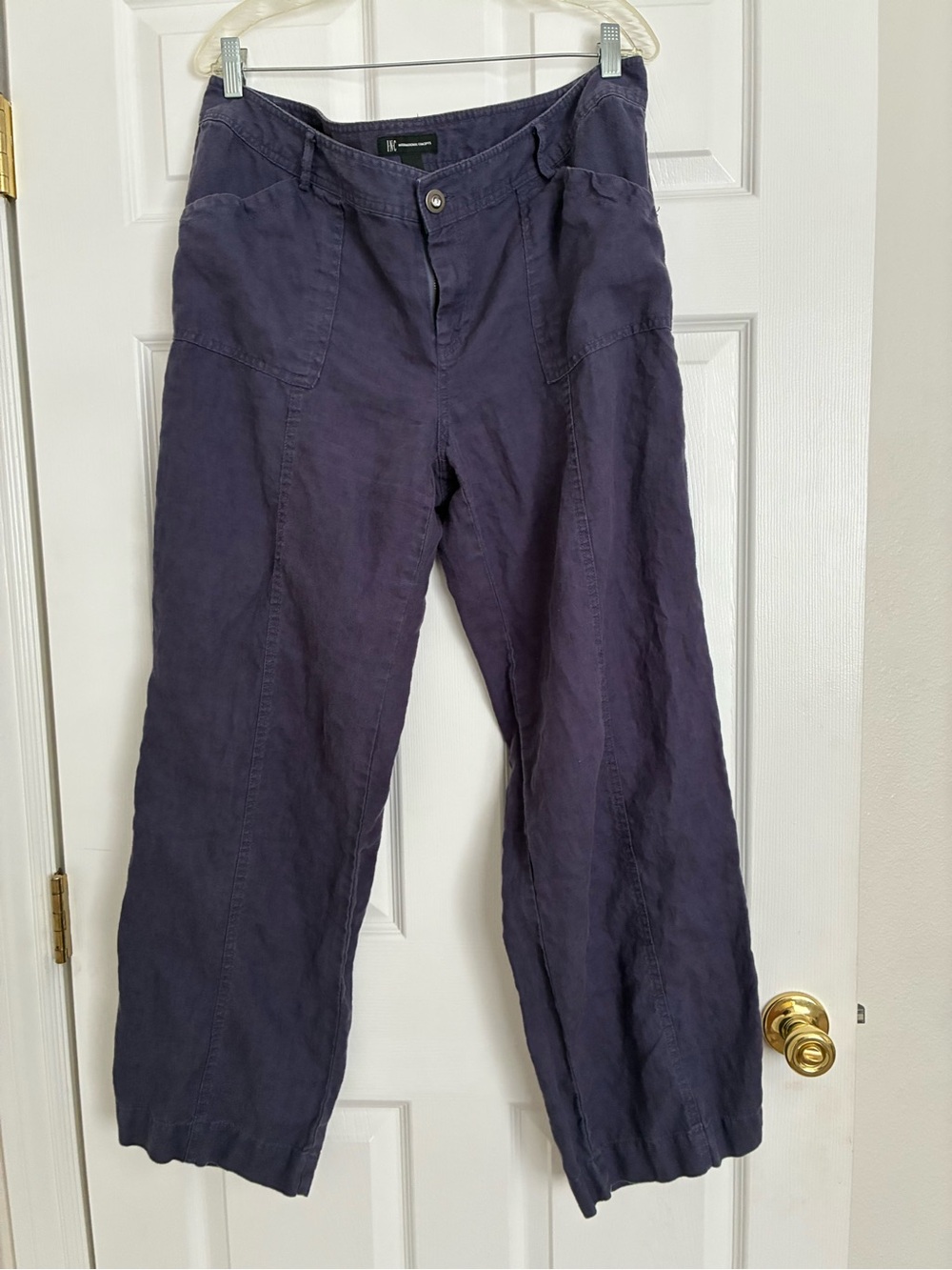 INC International Concepts Women’s Navy Wide-Leg Linen Chinos